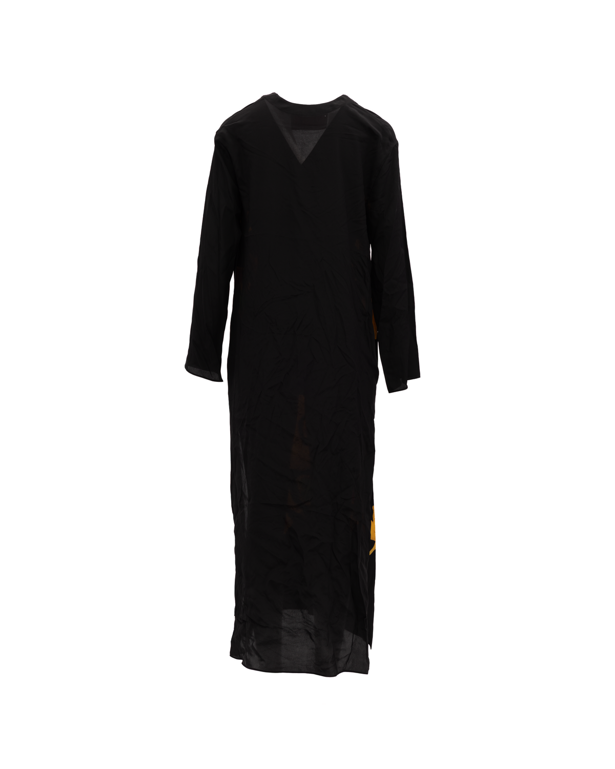 Valentino Garavani Women's Gown Long-Sleeve Crepe & Wool Long Dress - Black Yellow Patterned