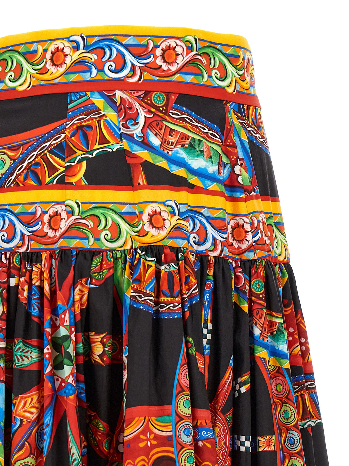 Dolce & Gabbana Women's High Rise Cotton Maxi Mini Skirt - Multicolor Patterned Print