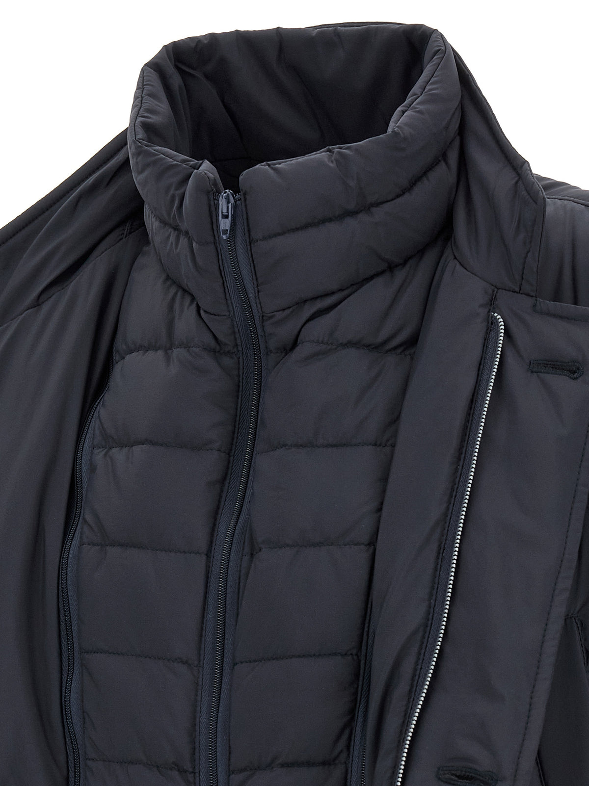 Puffer Jacket by Herno for men in nylon navy features a dramatic silhouette, showcasing a sophisticated and distinctive windproof, pockets & insulated for a dramatic aesthetic.