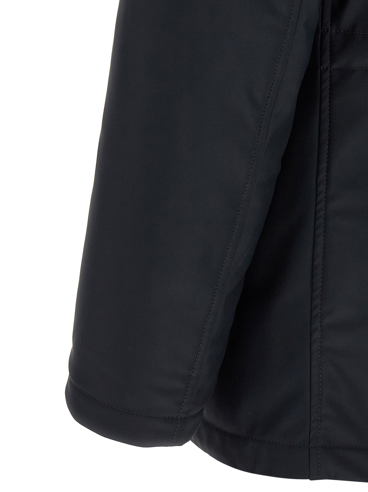 Overcoat by Herno for men in stretch polyamide blue features an satoral silhouette, showcasing a sophisticated high-neck neckline and satoral pockets for a premium, timeless look.