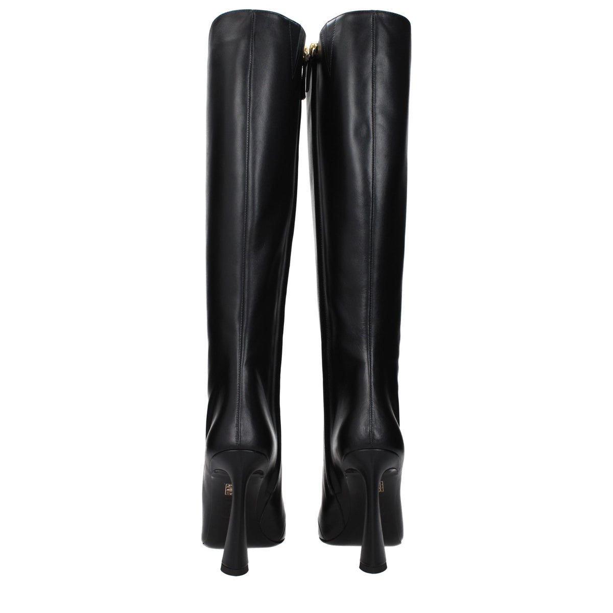 High-Heel Boots by Versace for women in leather black features an effortless chic silhouette from the Women's Leather High-Heel Boots collection, showcasing a effortless chic high-heel and refined for an effortless chic look.