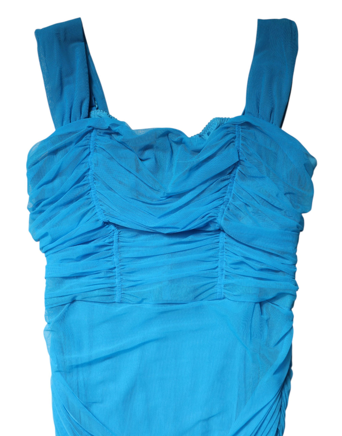 Dolce & Gabbana Women's Square Neck Cotton Nylon Silk & Tulle Midi Dress - Blue