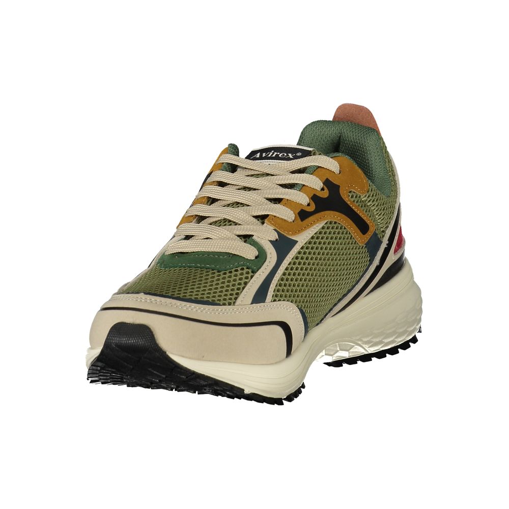 Avirex Men's Athletic Polyester Polyurethane Denim Sneakers - Green Red
