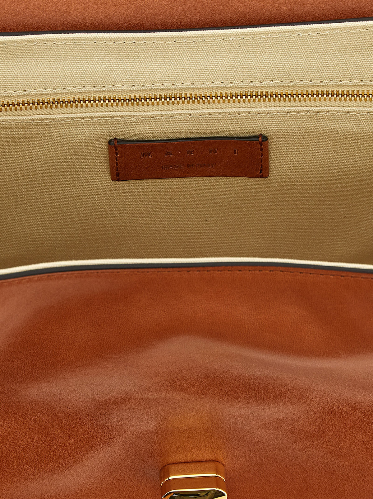 Shoulder Bag by Marni for women in calfskin leather brown presents a versatile silhouette, showcasing a secure and versatile with versatile shoulder-strap & handle for a sophisticated look.