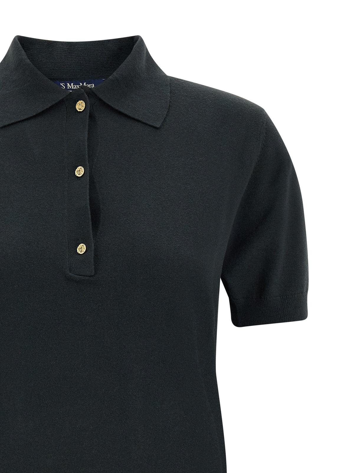 S Max Mara Women's Cashmere Cotton & Silk Polo Shirt - Black Gold