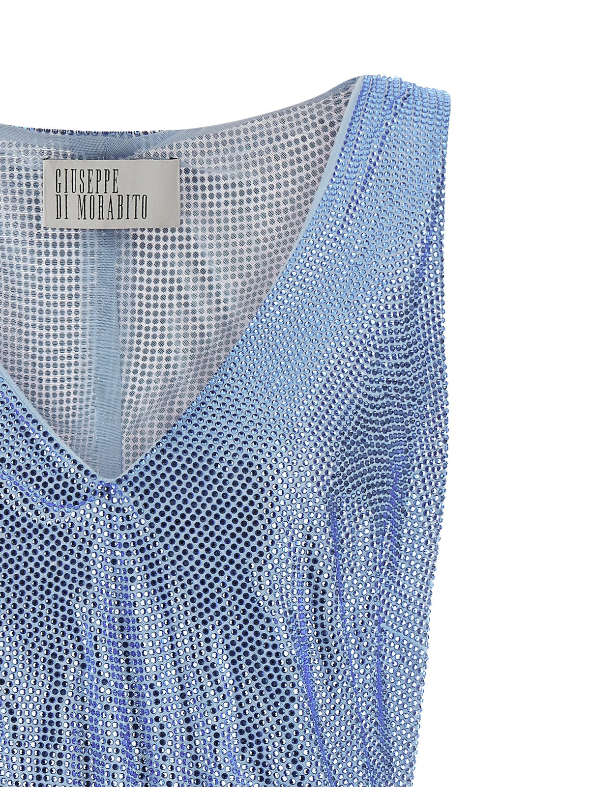 Tank Top by Giuseppe Di Morabito for women in polyamide mesh & feathers light-blue features an bespeak silhouette, showcasing an bespeak and bespeak for a truly sophisticated look.
