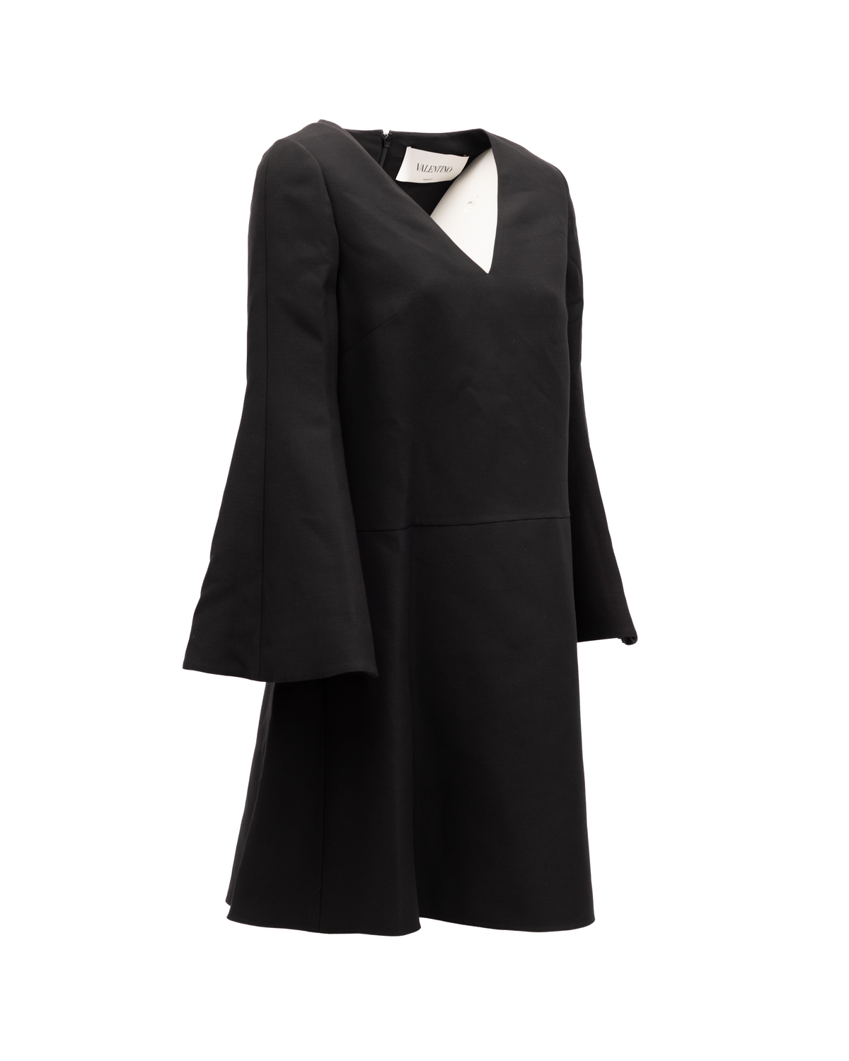 Valentino Garavani Women's Flared Cocktail Long-Sleeve V Neck Short Dress - Black