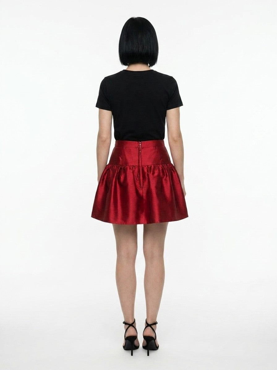 Skirt by Dolce & Gabbana for women in silk red features an relaxed-yet-refined silhouette that elegantly showcases the Women's Silk Mini Skirt design and sophisticated mini.