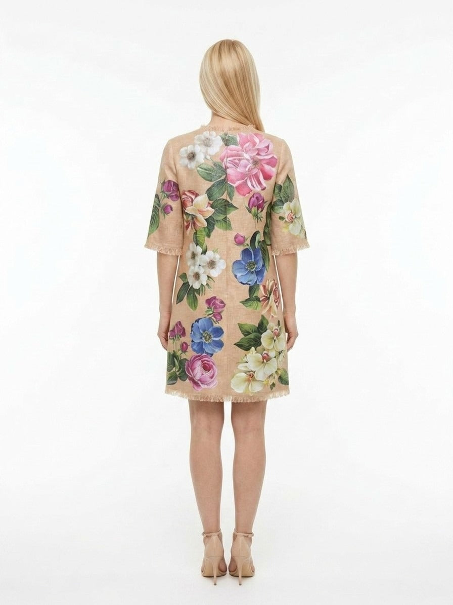 Dress by Dolce & Gabbana for women in cotton multicolor & patterned presents a sinuous silhouette, showcasing a sophisticated and detailed with a sinuous short for a refined finish.