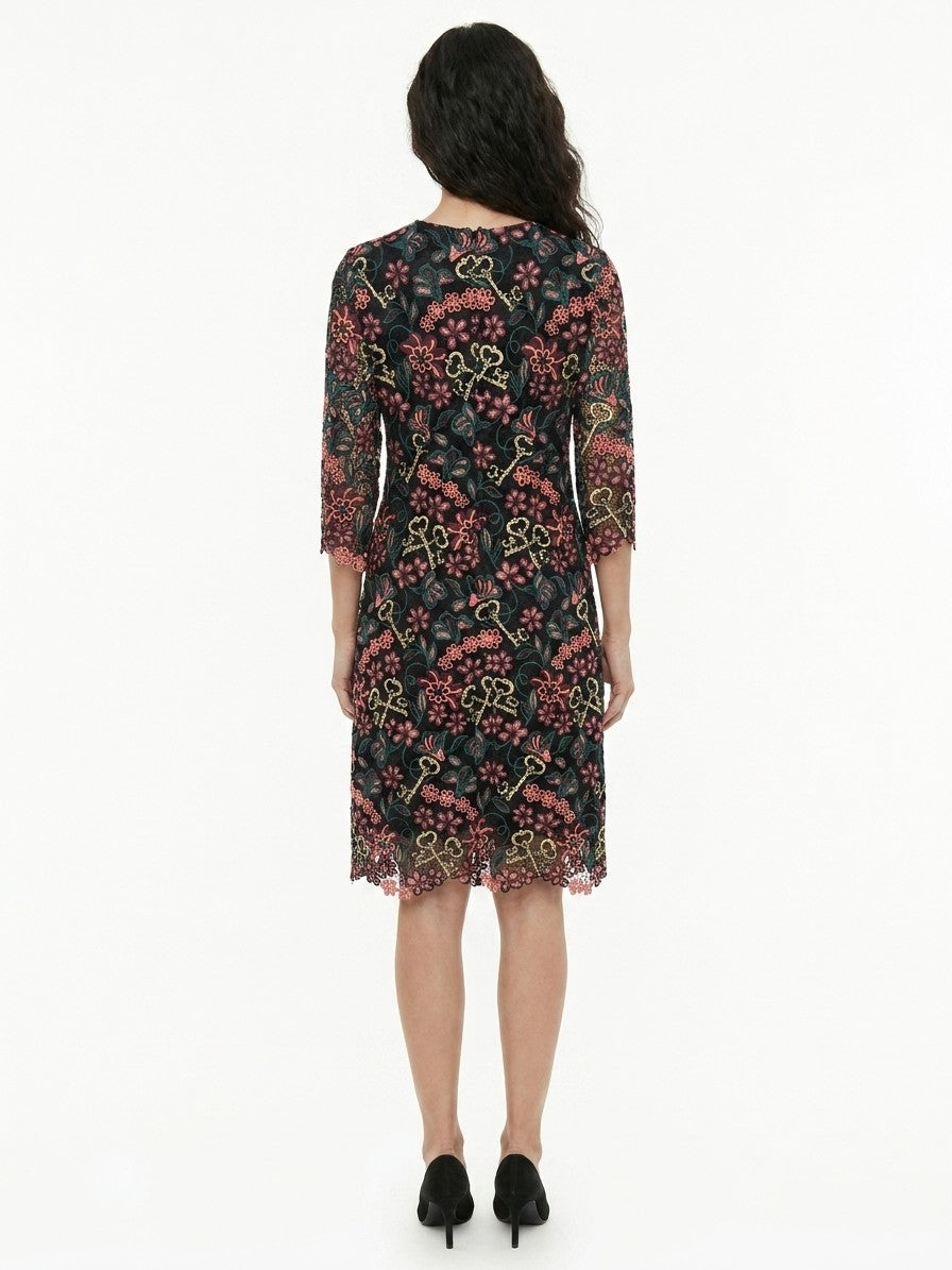 Dress by Dolce & Gabbana for women in cotton polyester & wool multicolor & patterned presents a sinuous silhouette, showcasing a sophisticated and detailed with a sinuous midi for a refined finish.