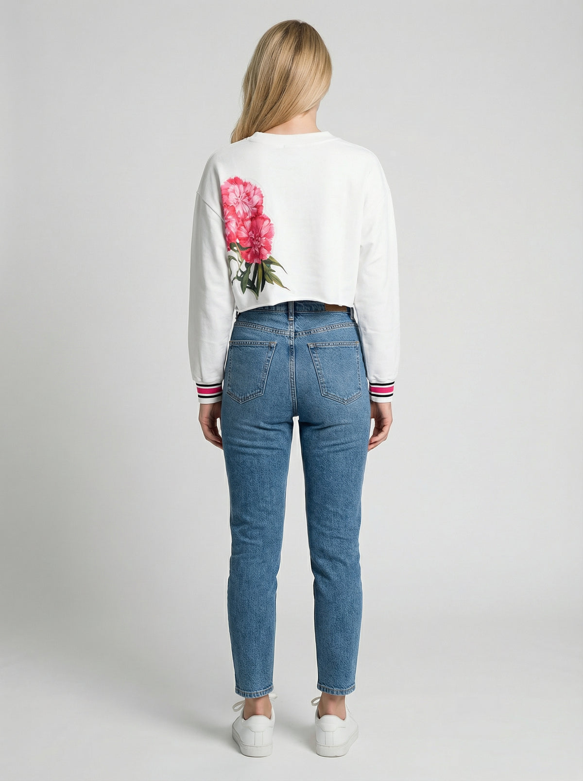 Activewear Sweatshirt by Dolce & Gabbana for women in cotton white presents a dynamic silhouette, featuring a dynamic and detailed with functional .