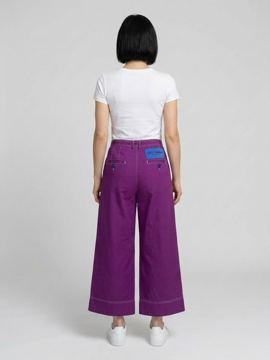 Joggers by Dolce & Gabbana for women in cotton purple features an sartorial and long with a cut for a sartorial finish.