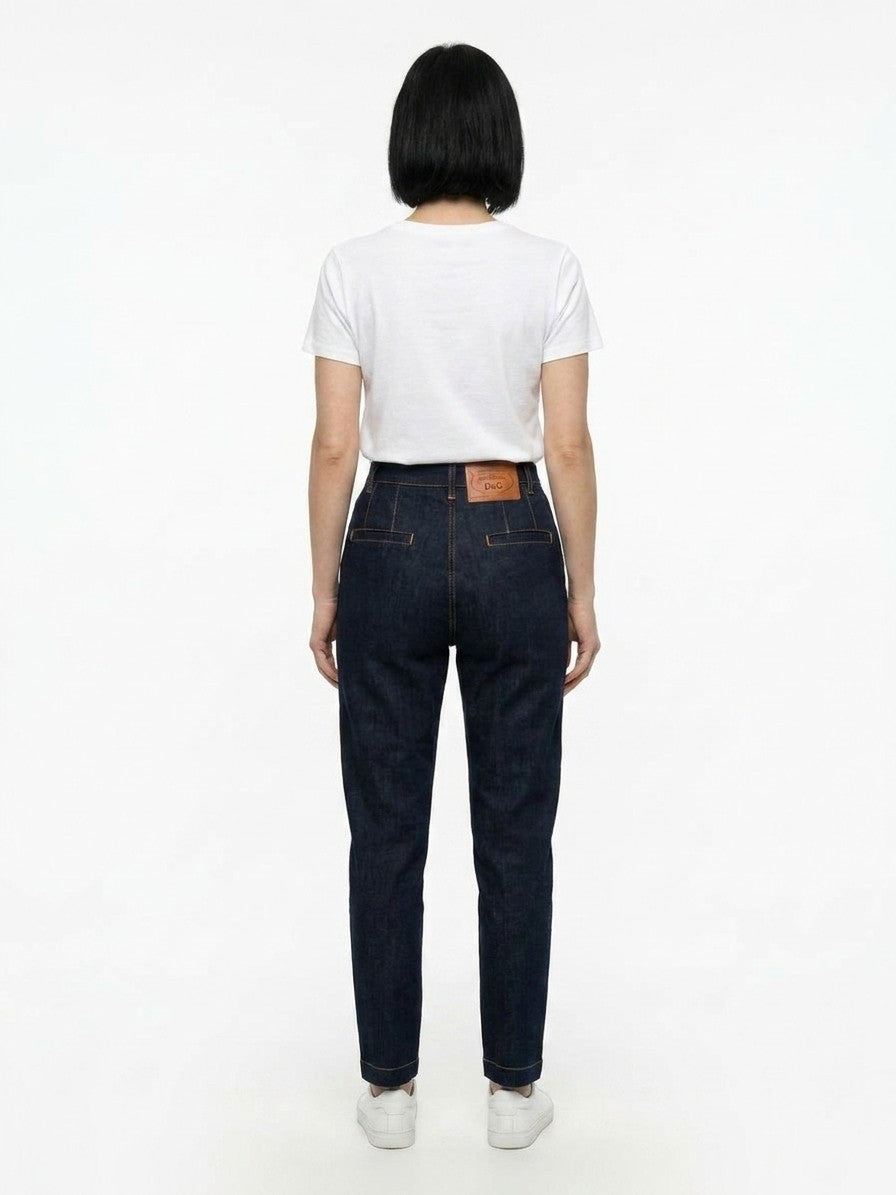 Jeans by Dolce & Gabbana for women in stretch denim cotton navy features an sartorial straight-leg and long with a cut for a sartorial finish.