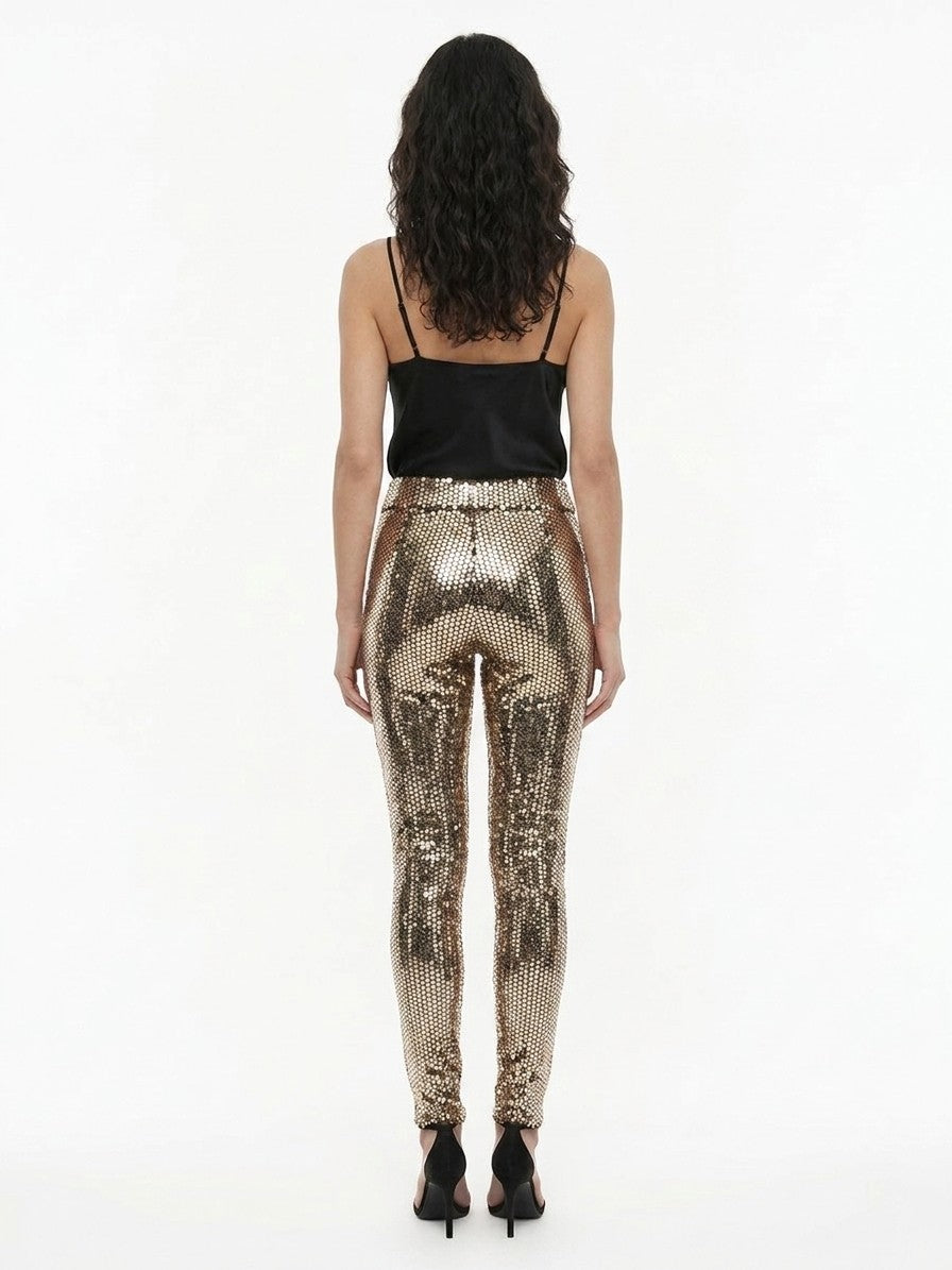 Dolce & Gabbana Gold Elastane Casual Pants