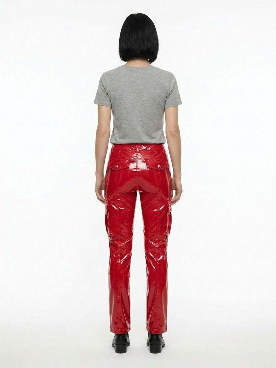 Casual Pants by Dolce & Gabbana for women in polyester polyurethane & elastane red features an refined tailoring silhouette, showcasing a premium with a and long cut for a refined tailoring look.