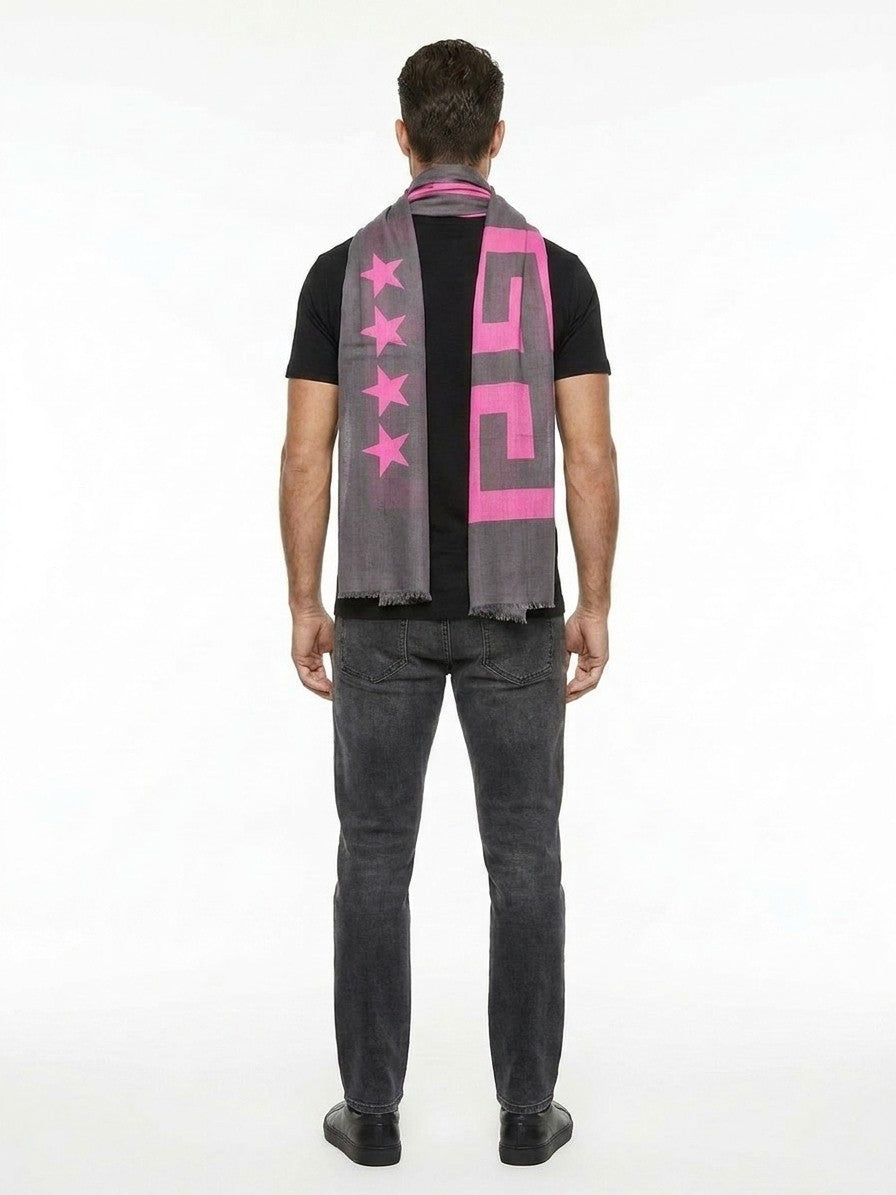 Scarf by Givenchy for men in modal & wool bicolour & patterned features a timeless silhouette, artfully capturing the essence of the timeless Modal & Wool Square Scarf design for a sophisticated look.