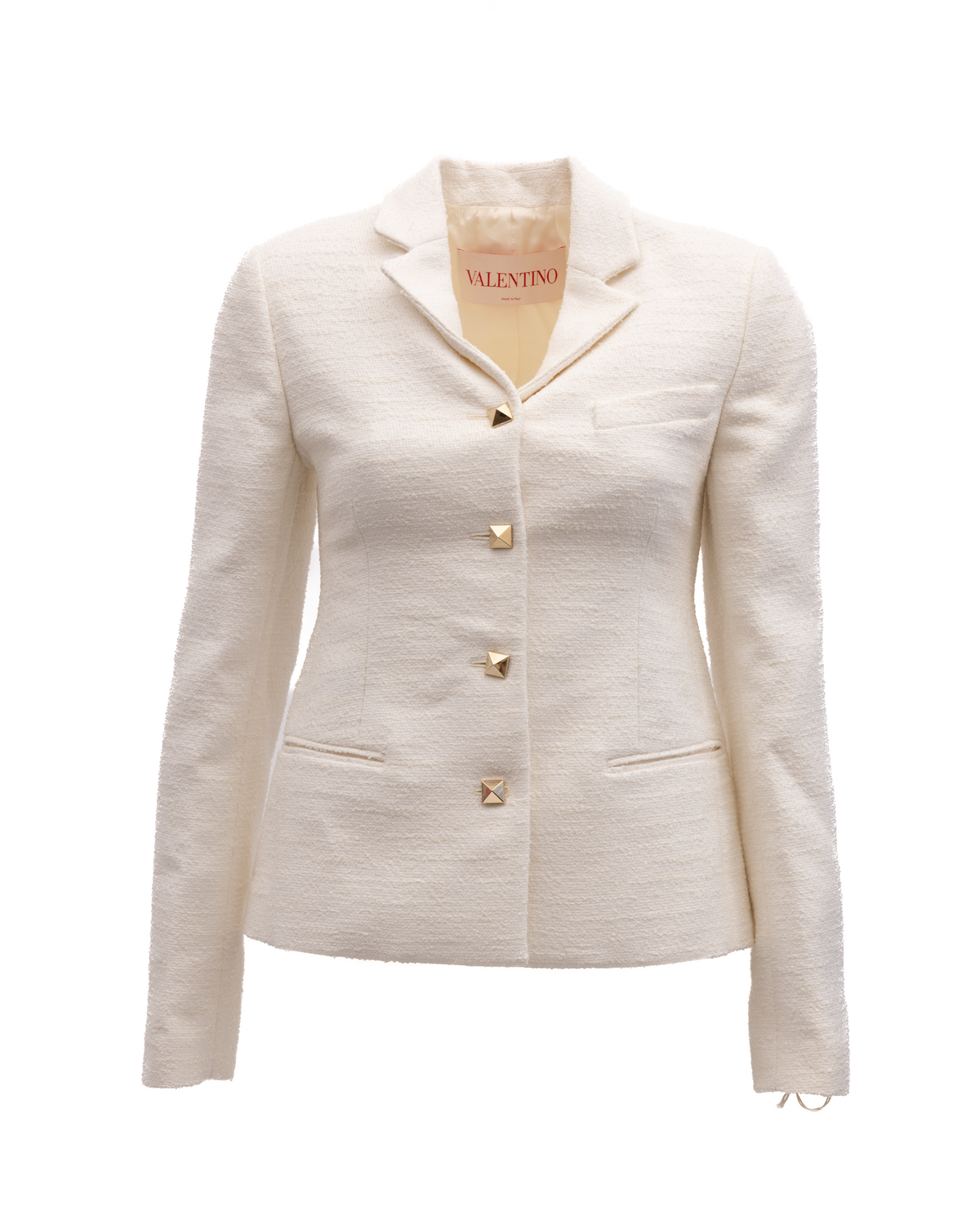 Blazer by Valentino Garavani for women in cotton tweed & cupro gold, white, checked & signature features an stylish silhouette, showcasing a sophisticated and stylish for a truly stylish finish.