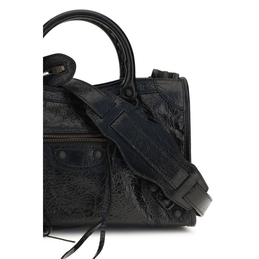Balenciaga Icon Le City Lambskin Leather Small Handbag - Black Signature