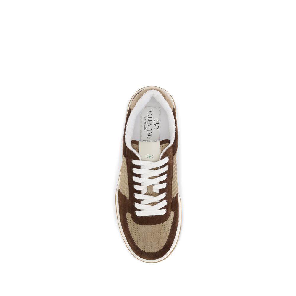 Valentino Garavani Men's Athletic Bos Taurus Suede & Nappa Calfskin Leather Sneakers - Brown