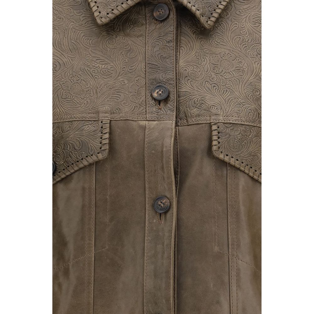 Golden Goose Women's Bos Taurus Calf Leather Jacket - Brown
