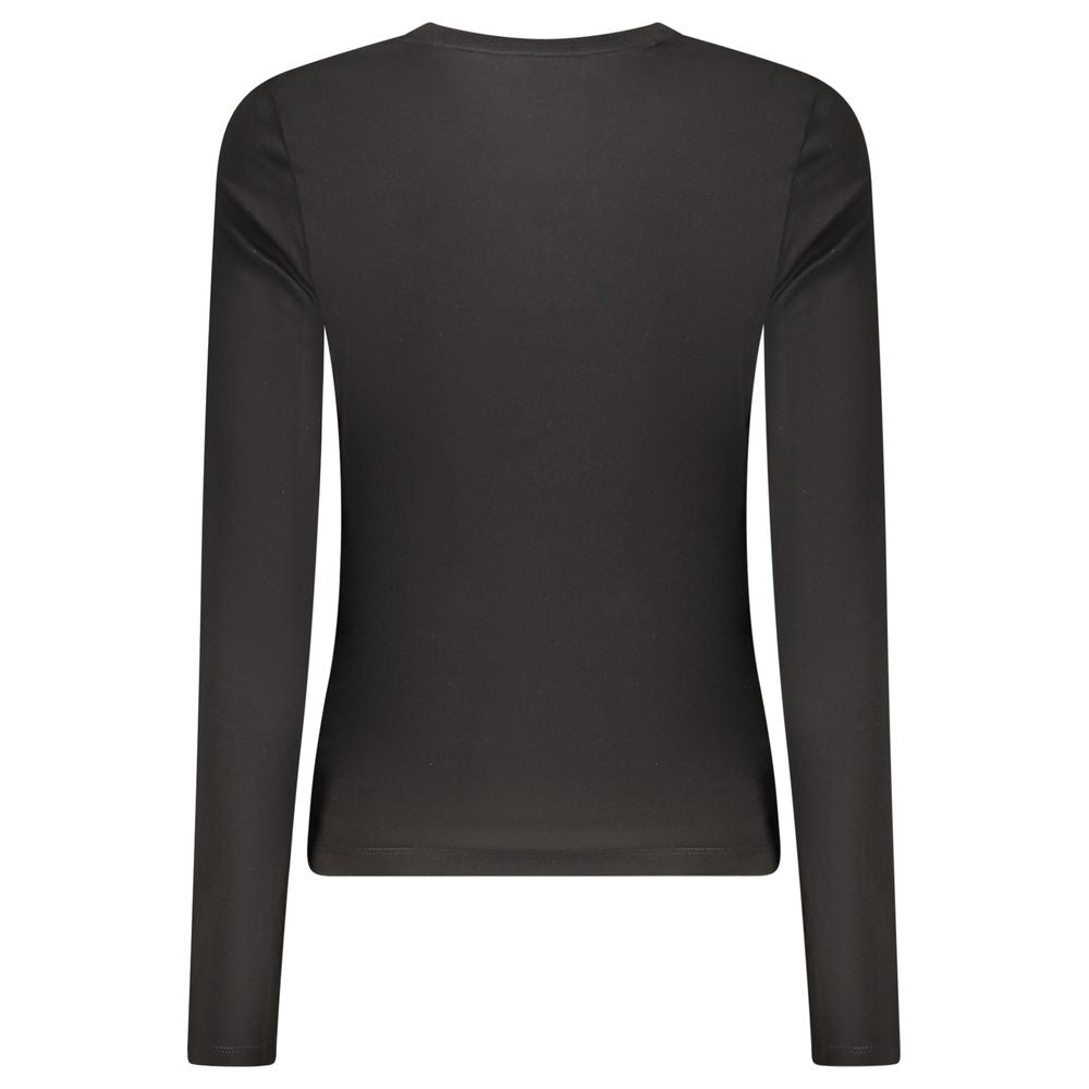 Guess Jeans Women's Long-Sleeve Crew Neck Stretch Organic Cotton T-Shirt - Black