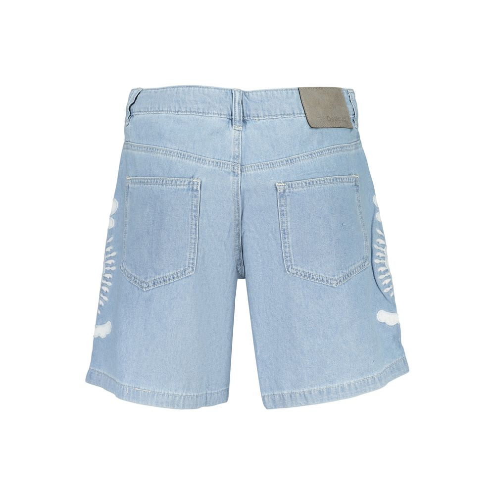 Denim Shorts by Desigual for women in denim cotton light-blue features an utilitarian chic with a short and , creating a utilitarian chic silhouette perfect for elevated casual styling.