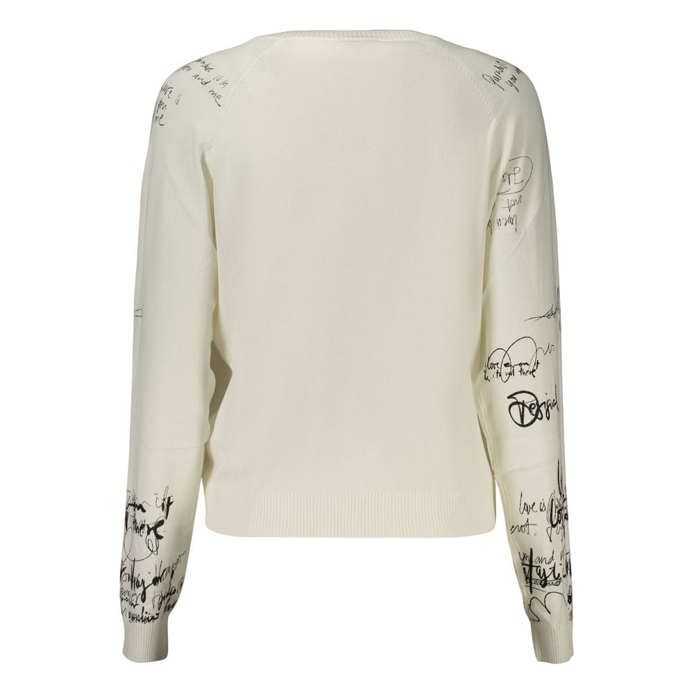 Desigual Women's Crew Neck Viscose Sweatshirt - White Print