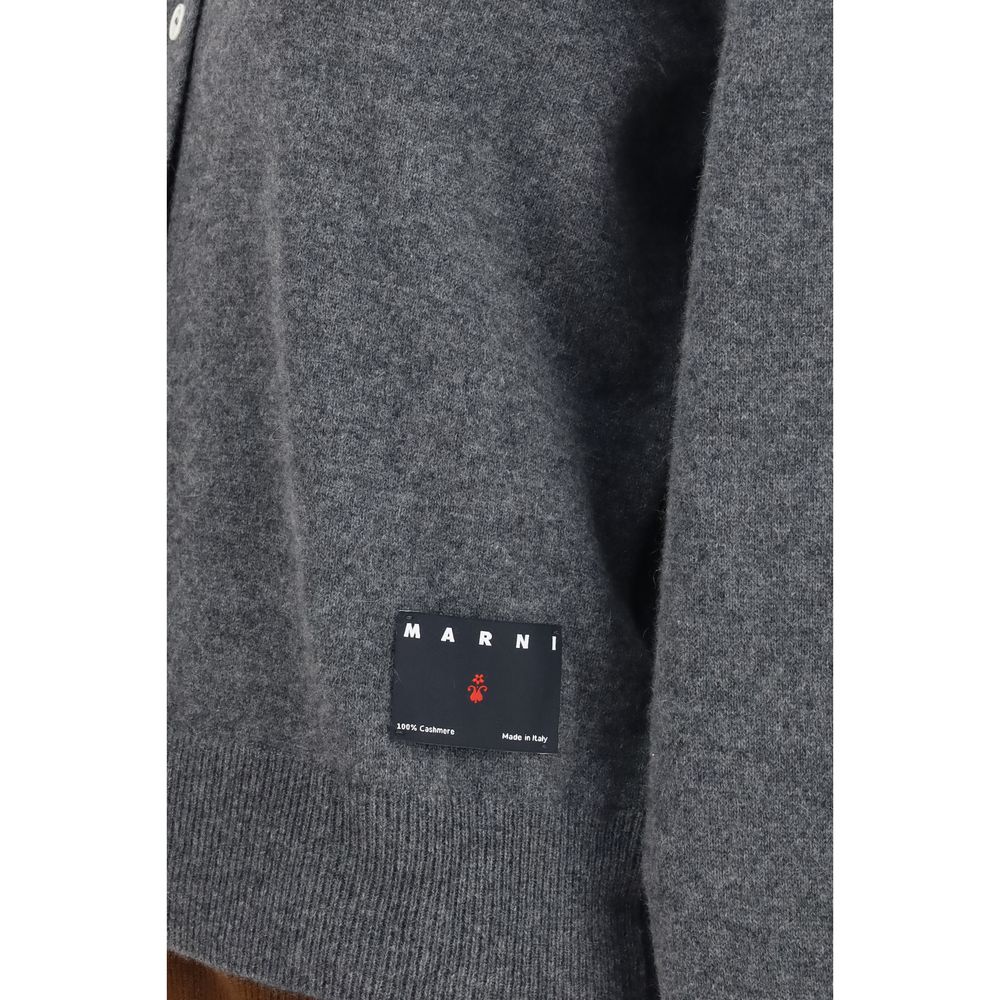 Marni Marni Women's Regular Fit Round Neck Cashmere Cardigan - Gray Pearl