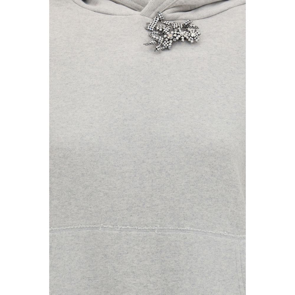 Prada Women's Regular Fit Cotton Sweatshirt Hoodie - Gray