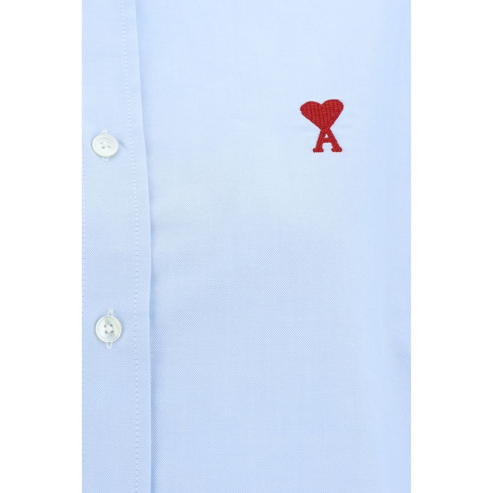 Ami Paris Women's Regular Fit Cotton Dress Shirt - Blue