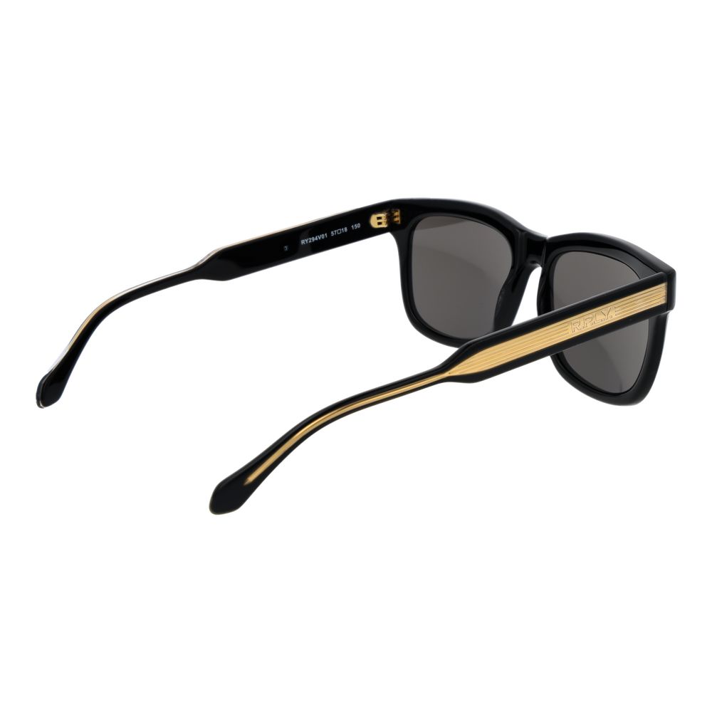 Replay Rectangle Non Polarized Dark Tint Plastic Sunglasses - Black