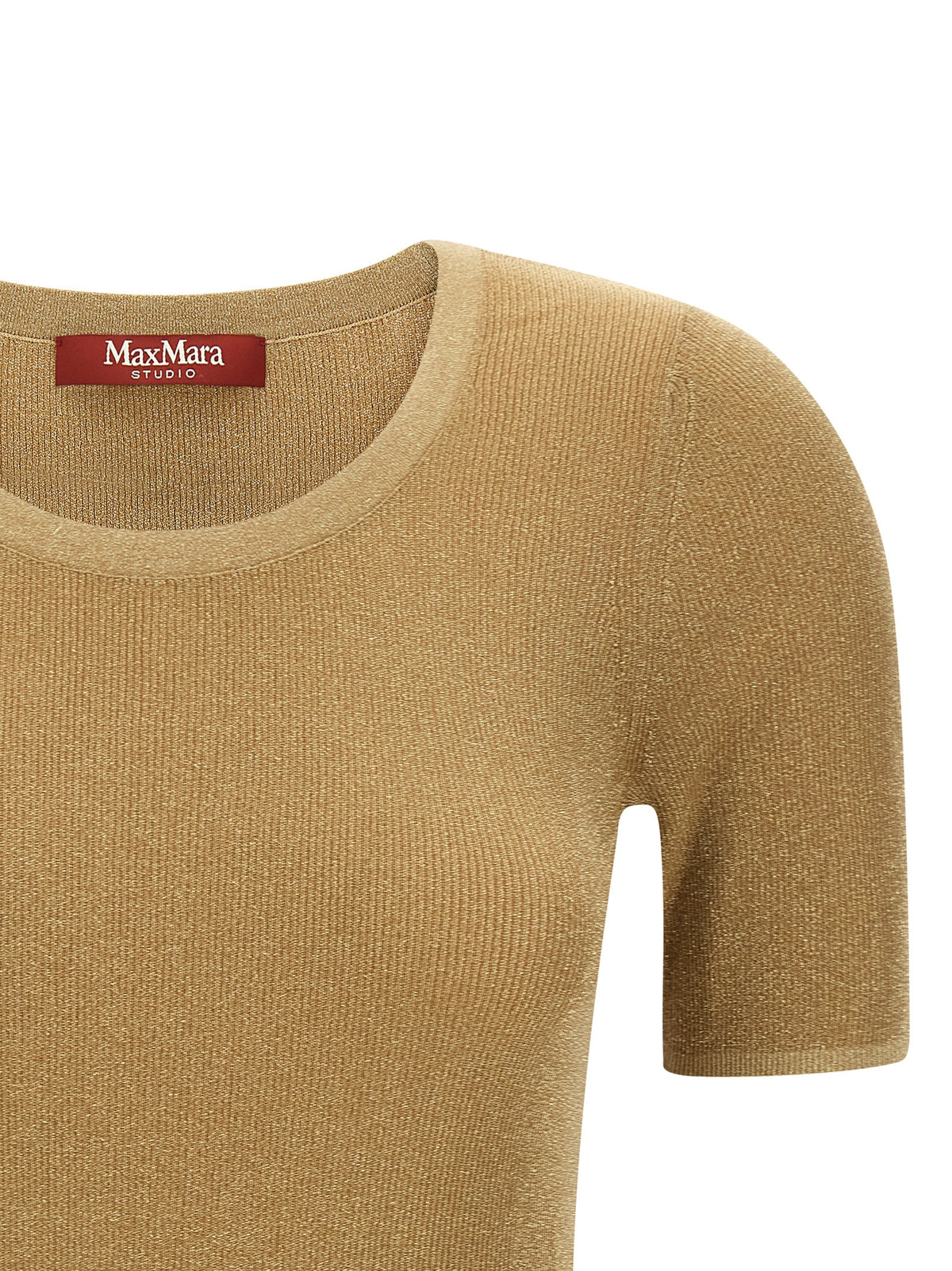 Max Mara Women's Short-Sleeve Round Neck Polyamide T-Shirt - Gold Natural