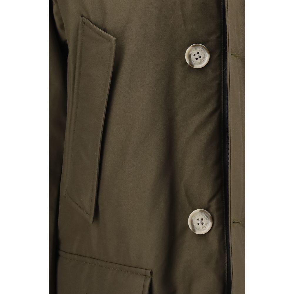 Woolrich Men's Goose Down Duck Hooded &High Collar Polyamide Cotton & Parka - Bicolour