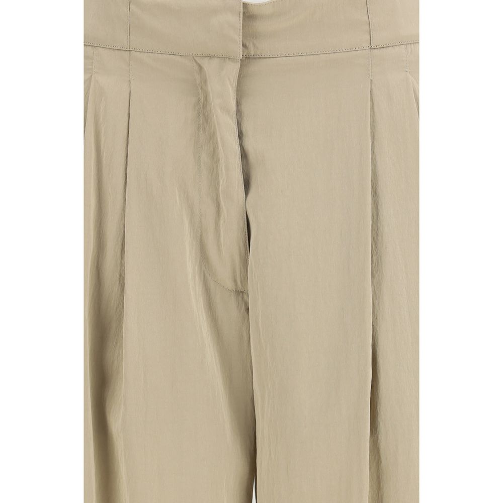 The Row Women's Regular Fit Low Rise Silk & Nylon Casual Pants - Beige