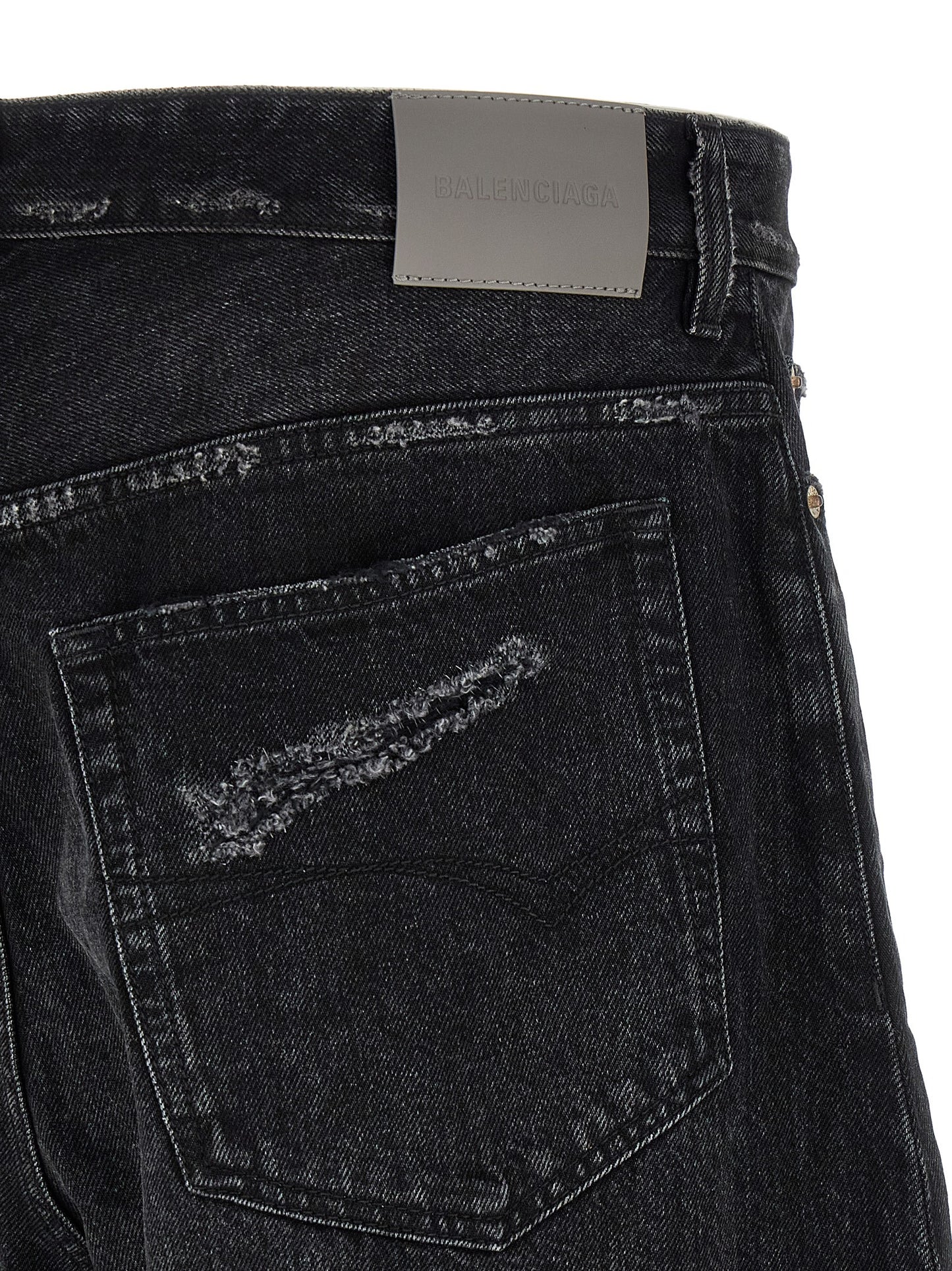 Balenciaga Black Cotton Cropped Jeans