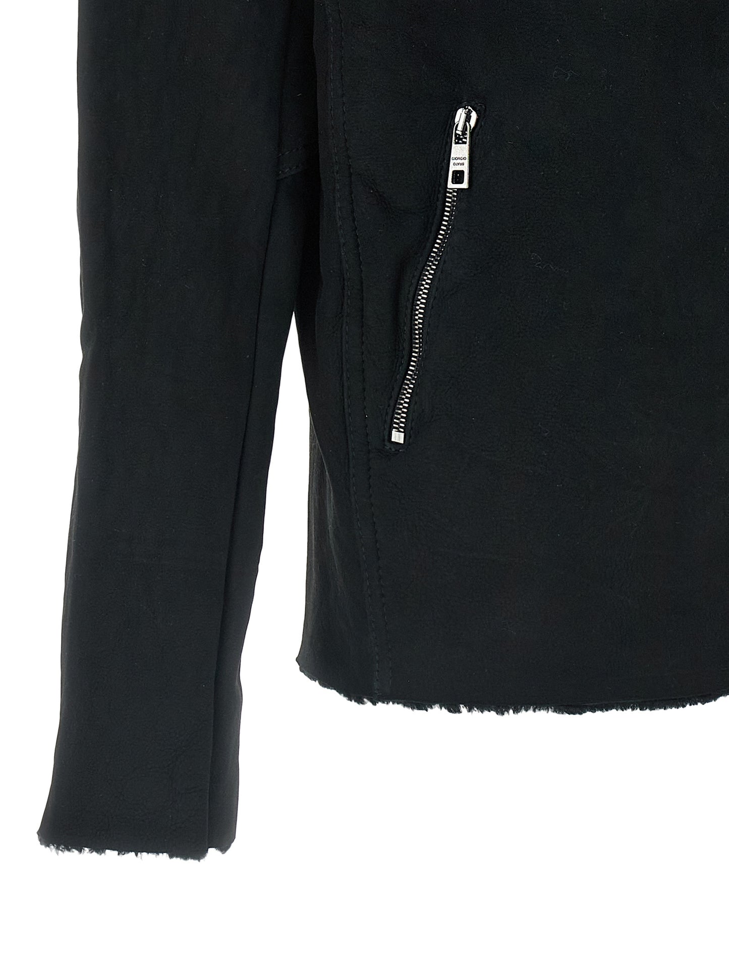 GIORGIO BRATO Black Lamb Leather Sweatshirt