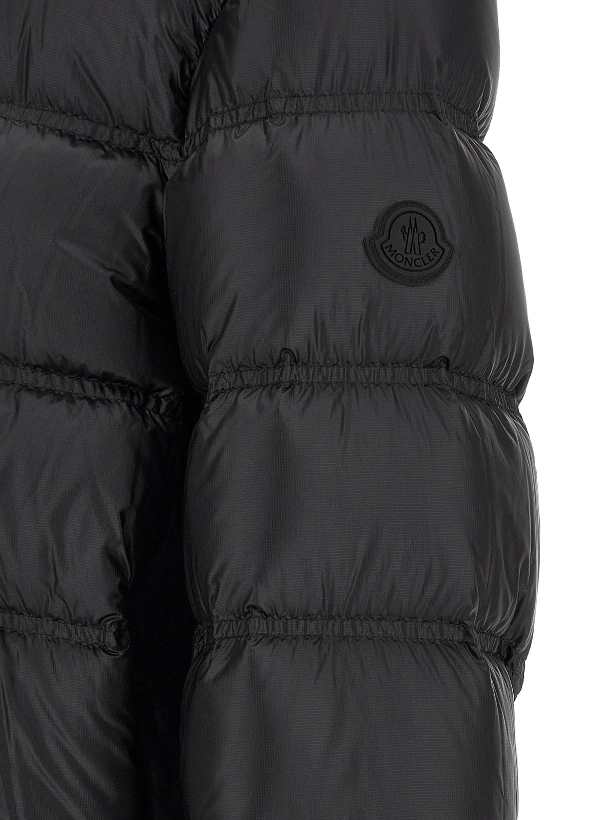 Hooded Puffer Jacket by Moncler for men in polyamide black & signature showcases a bohemian silhouette, artfully detailed with a bohemian and signature hooded & insulated for a truly bohemian finish.