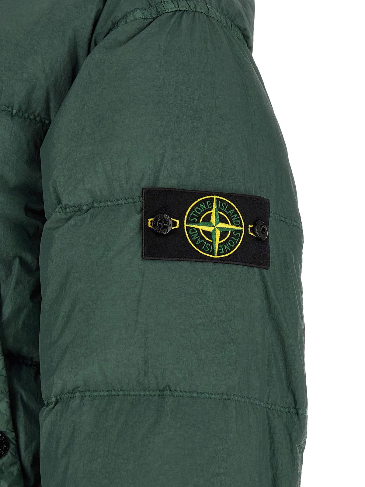 Puffer Jacket by Stone Island for men in nylon bicolour & green presents a effortlessly chic silhouette, showcasing a sophisticated and premium thermal, lightweight, pockets & insulated for a truly effortlessly chic finish.