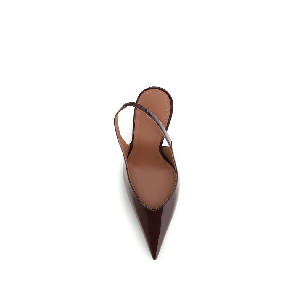 Amina Muaddi Women's Bos Taurus Calf Patent Leather Stiletto Slingback Pumps Heels - Bordeaux