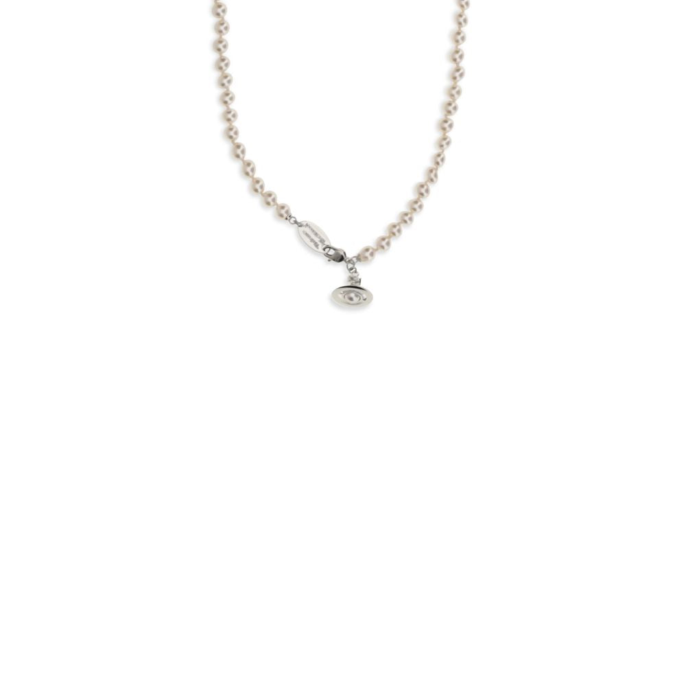 Vivienne Westwood Orb Women's Gold Brass Pearls & Enamel Necklace - Beige Gold Lavender Pearl Signature