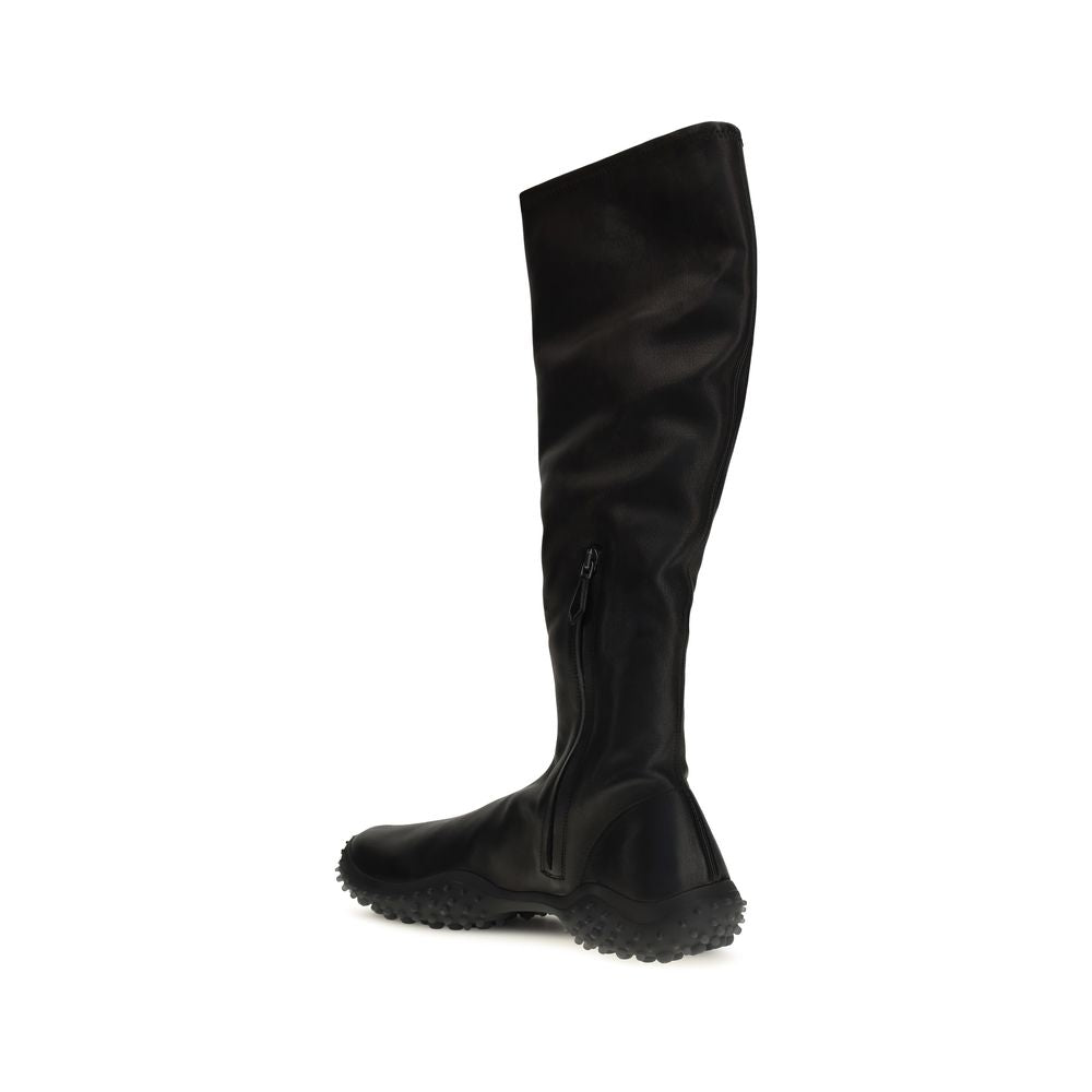 Miu Miu Women's Nappa Leather Plush & Rubber Ankle Boots - Black