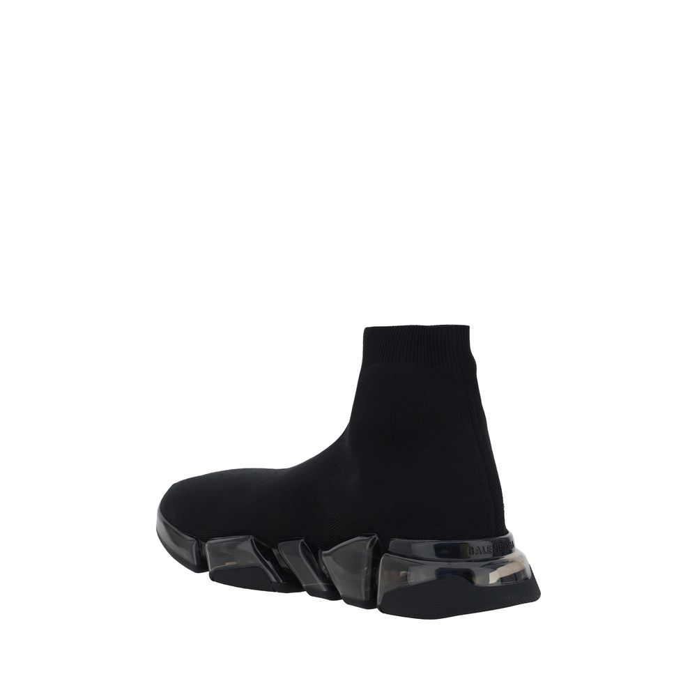 Balenciaga Men's Slip On Sock Nylon Polyester & Mesh Athletic Sneakers - Black Signature