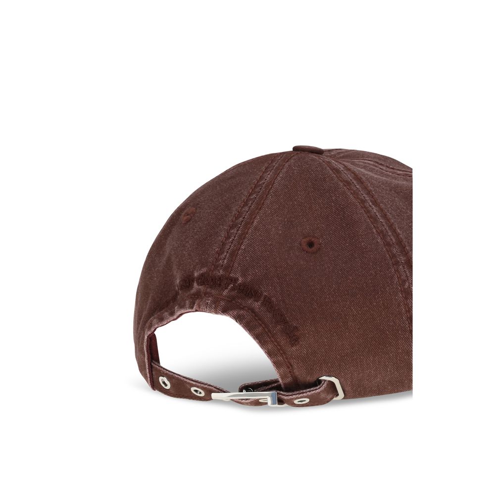 Ganni Cotton Baseball Cap - Bordeaux