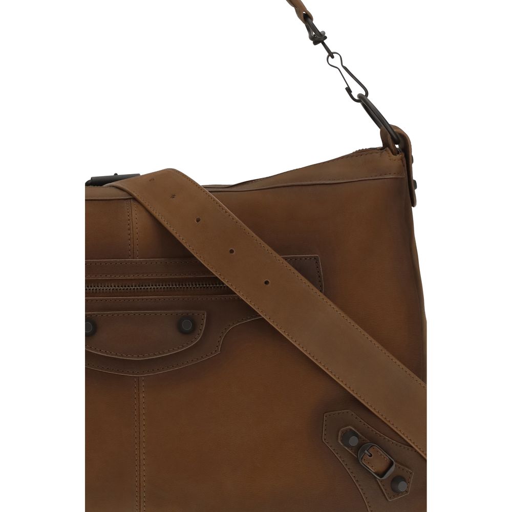 Balenciaga Le City Lambskin Leather & Cotton Canvas Medium 2-in-1 Shoulder Crossbody Bag - Brown