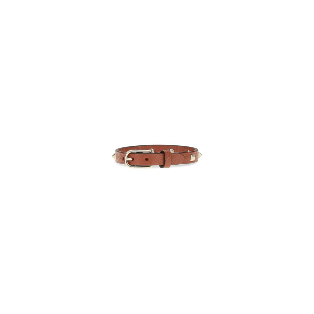 Valentino Garavani Rockstud Women's Bos Taurus Calfskin Leather Bracelet - Brown Gold
