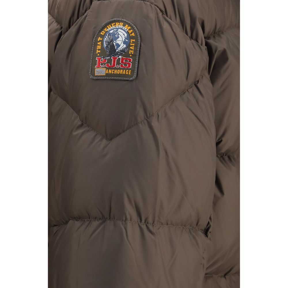 Parajumpers Women's Insulated Quilted Goose Down Duck Padded Polyamide & Hooded Overcoat - Brown Signature