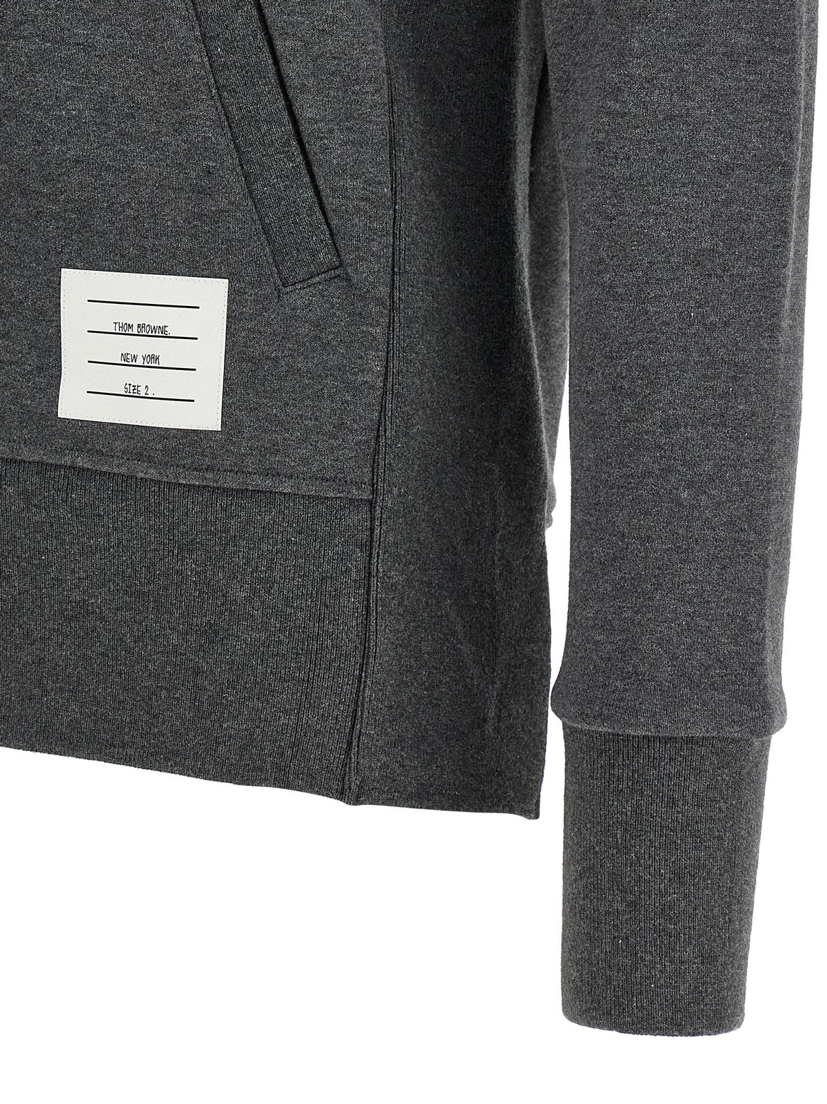 Thom Browne Men's Cotton Sweatshirt Hoodie - Dark Gray Gray Silver Patterned