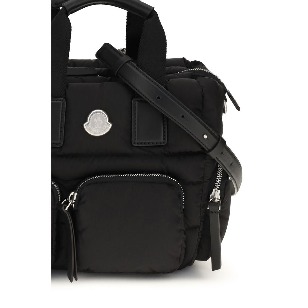 Moncler Caradoc Cotton Leather Metal & Nylon Quilted Shoulder Bag - Black