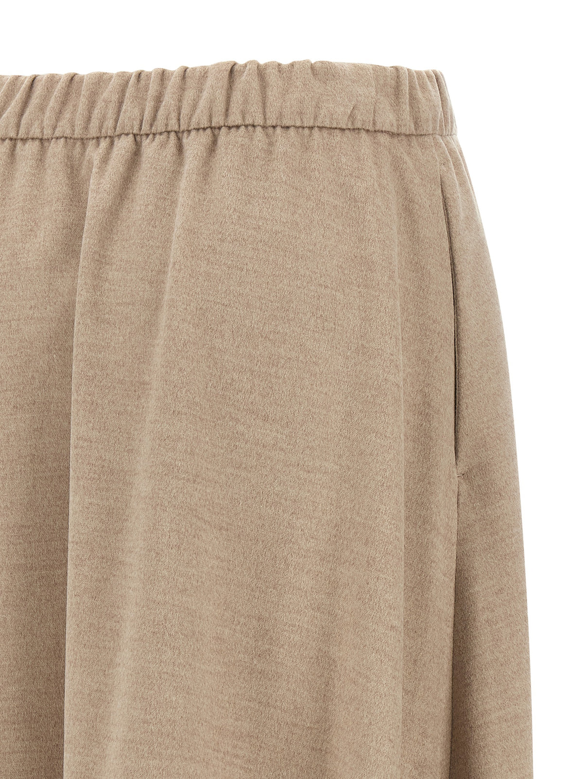 Herno Women's A Line Cashmere Flannel Polyester & Wool Midi Skirt - Beige