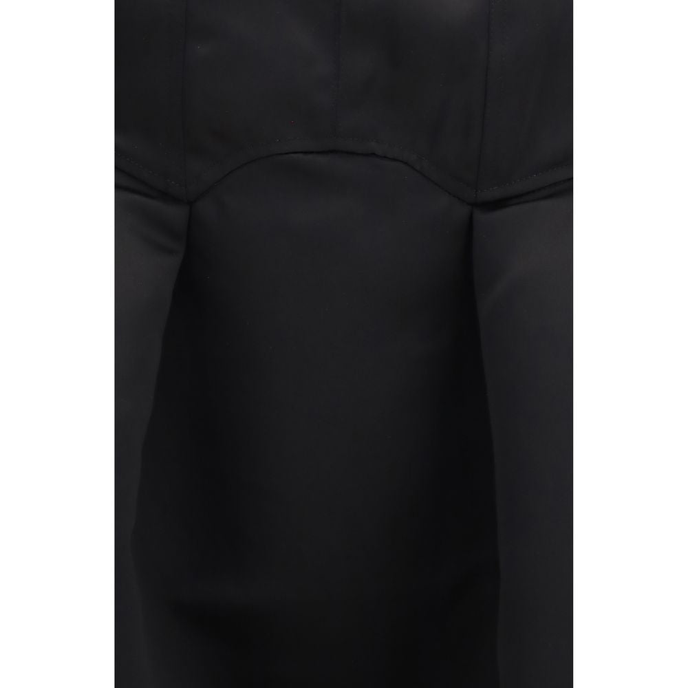 Ganni Women's Flared Corset Bustier Sleeveless Polyester Satin Midi Dress - Black